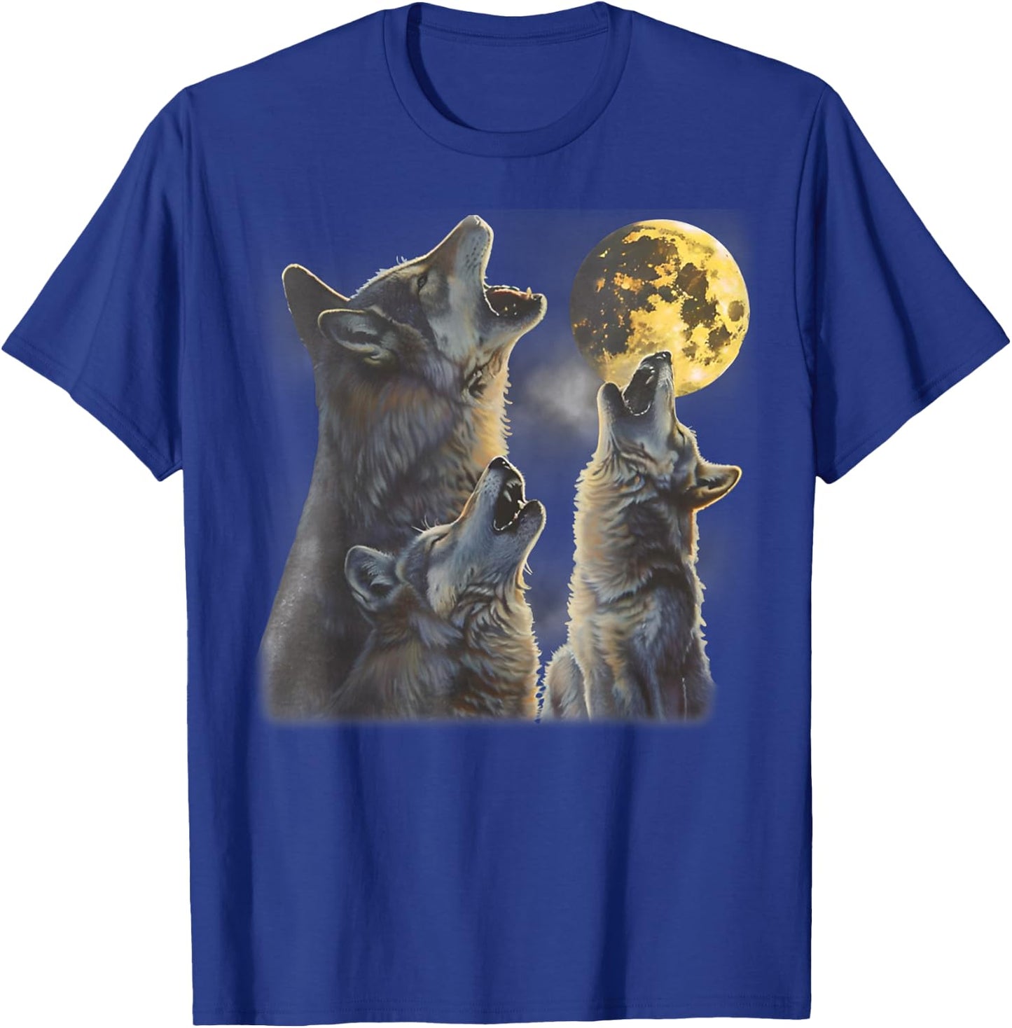 Howling At The Moon Wolves Cool Mountain Wolf Animal Graphic T-Shirt - T-Shirt | Royal