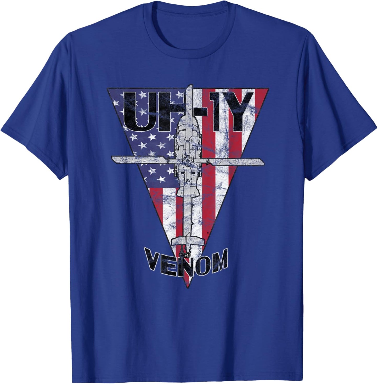 UH-1Y Venom Military Helicopter Patriotic Vintage T-Shirt - T-Shirt | Royal