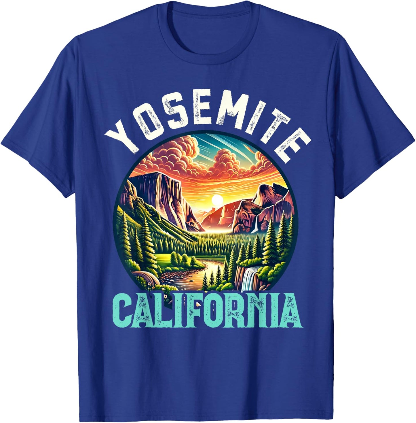 Yosemite California Hiking Vintage Souvenir, Men Women Kids T-Shirt - T-Shirt | Royal