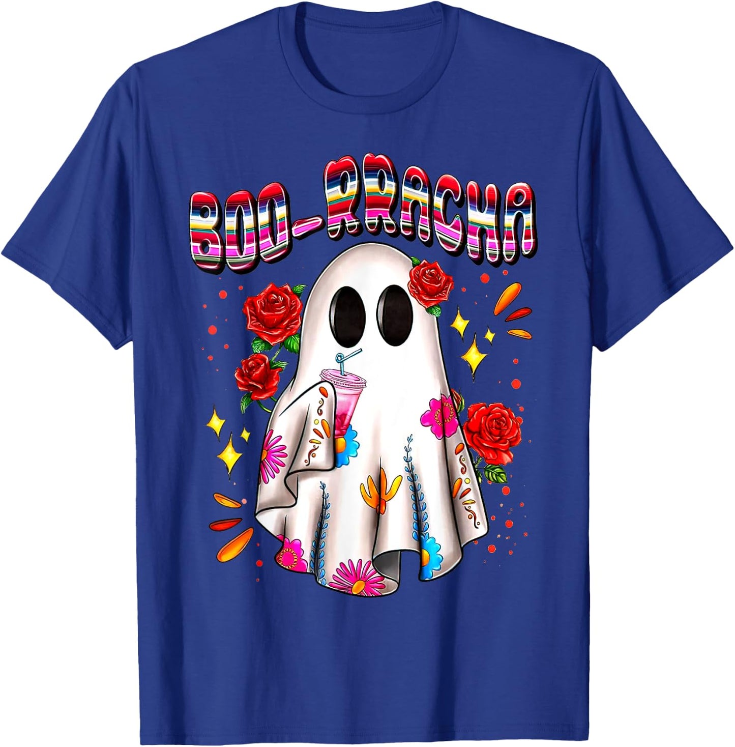 BOO-rracha Serape Ghost, Mexican Serape Ghost Halloween T-Shirt - T-Shirt | Royal
