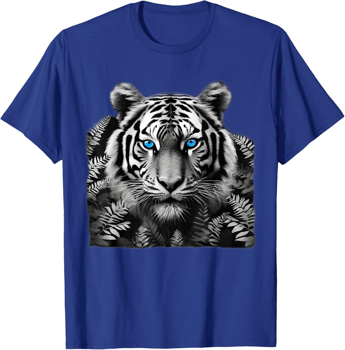 Tiger Black White Art with Stunning Blue Eyes T-Shirt - T-Shirt | Royal