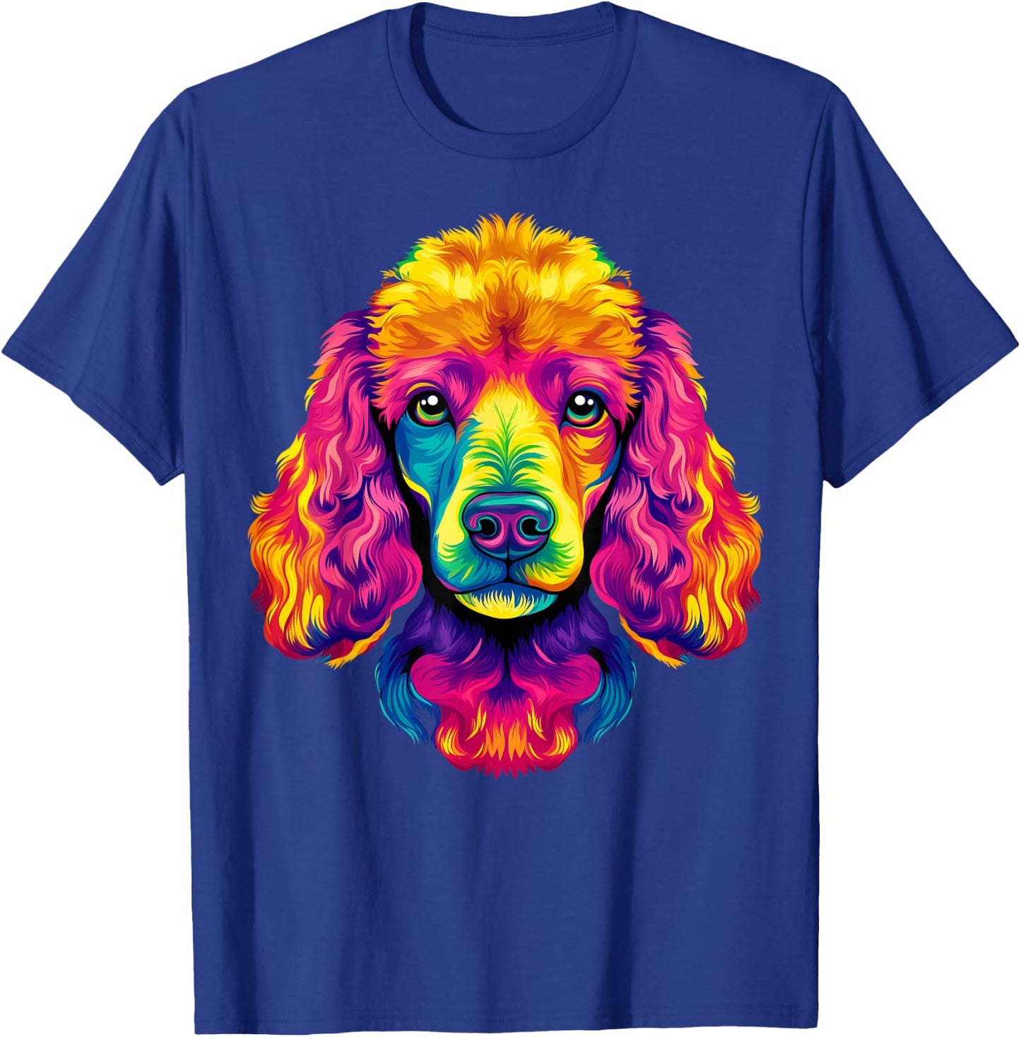 Colorful Poodle Face Cute Rainbow Dog Lover Men Women Black T-Shirt - T-Shirt | Royal