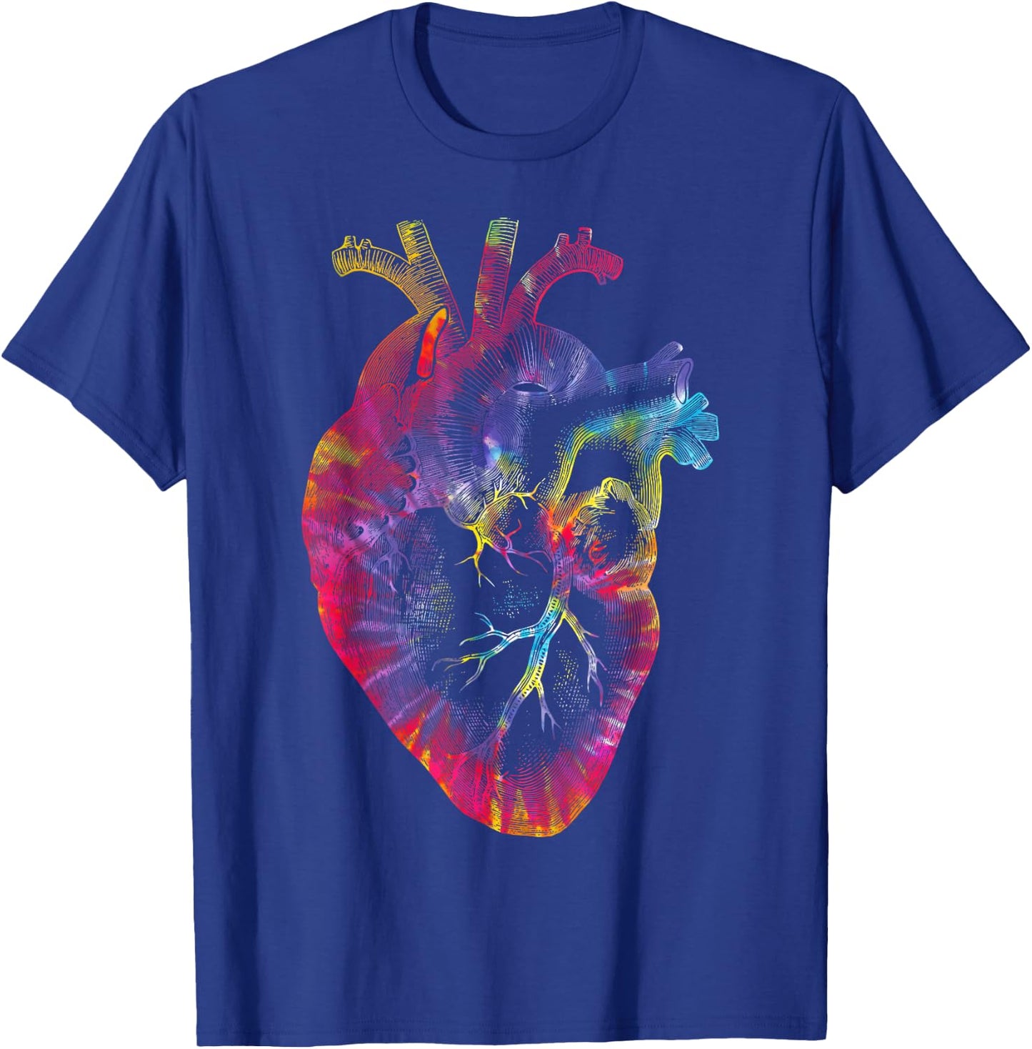 Tie Dye Anatomical Heart Valentines Day Anatomy Love Science T-Shirt - T-Shirt | Royal