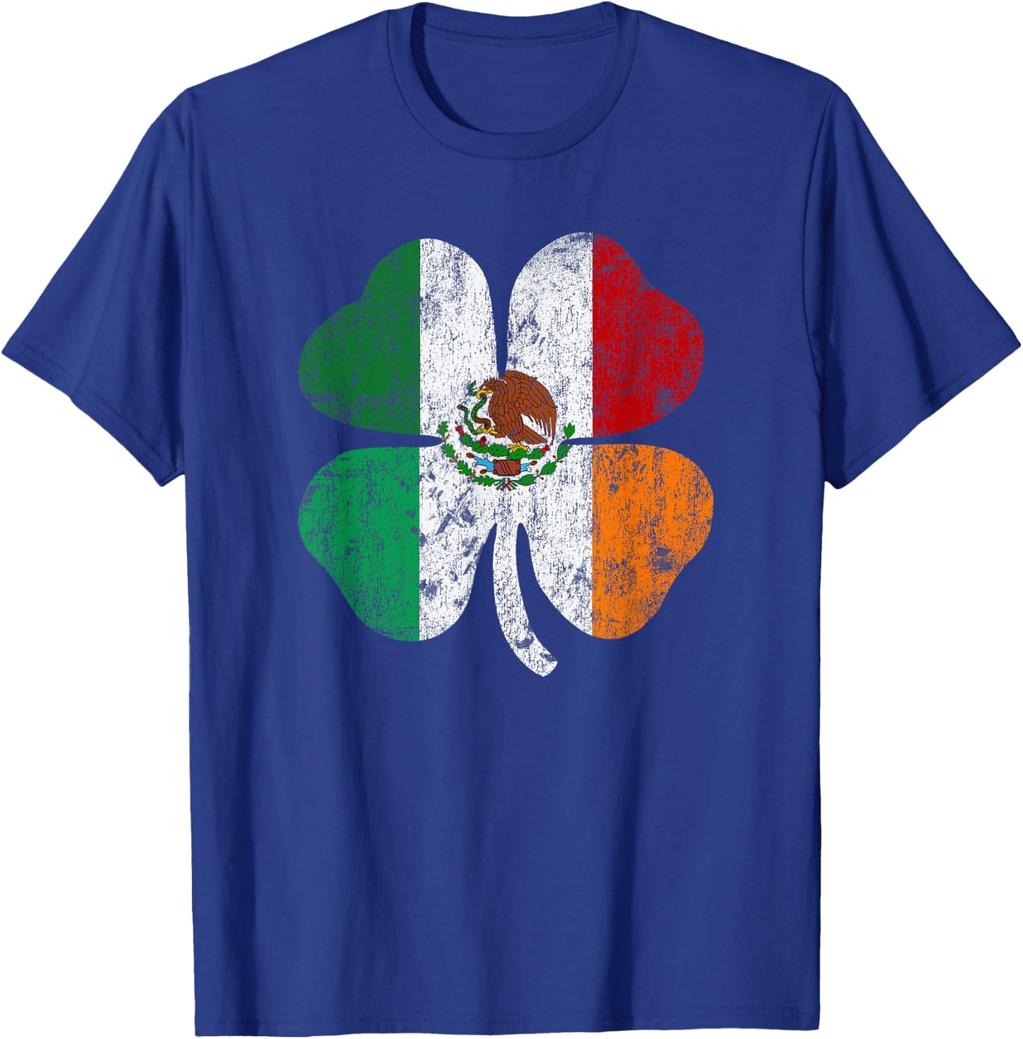 Mexican Irish Mexico Ireland St Patricks Shamrock Flag T-Shirt - T-Shirt | Royal