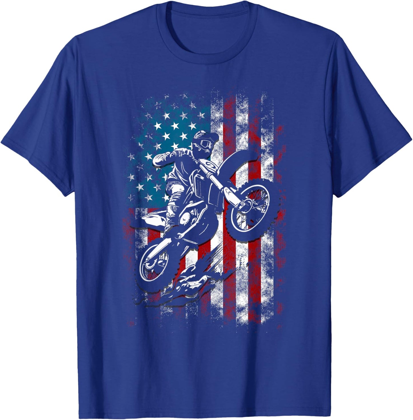 Best Dirt Bike Boys Dirtbike Racing US Flag Biker T-Shirt - T-Shirt | Royal