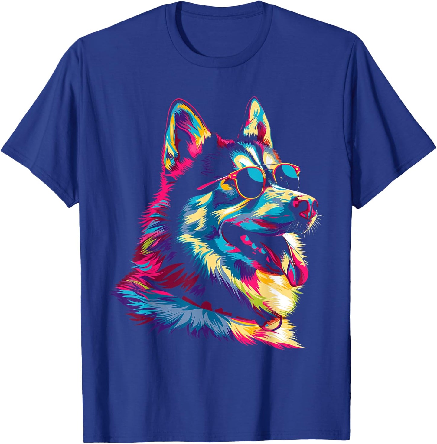 Siberian Husky Dog Sunglasses Popart T-Shirt - T-Shirt | Royal