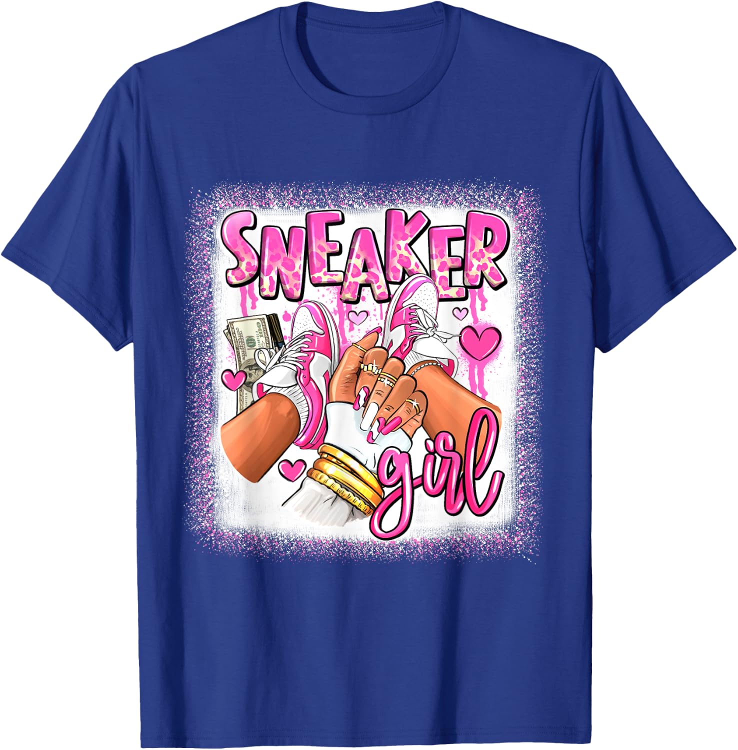 Women Pink And White Sneaker Girl, Funny Sneaker Girl Life T-Shirt - T-Shirt | Royal