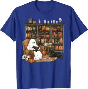 Vintage Ghost Reading Books Librarian Teacher Halloween Women T-Shirt - T-Shirt | Royal