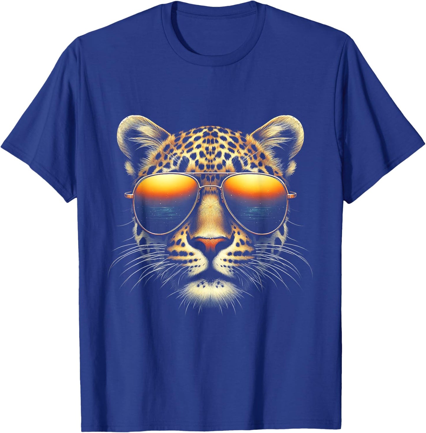 Leopard Face Wearing Sunglasses Animal Leopard Photography T-Shirt - T-Shirt | Royal