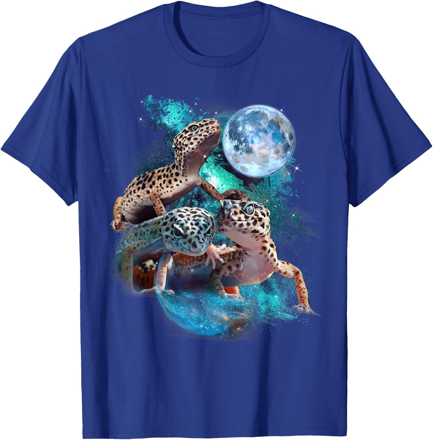 3 Moon Gecko Funny Reptile Leopard Lizard Geckos Art Novelty T-Shirt - T-Shirt | Royal