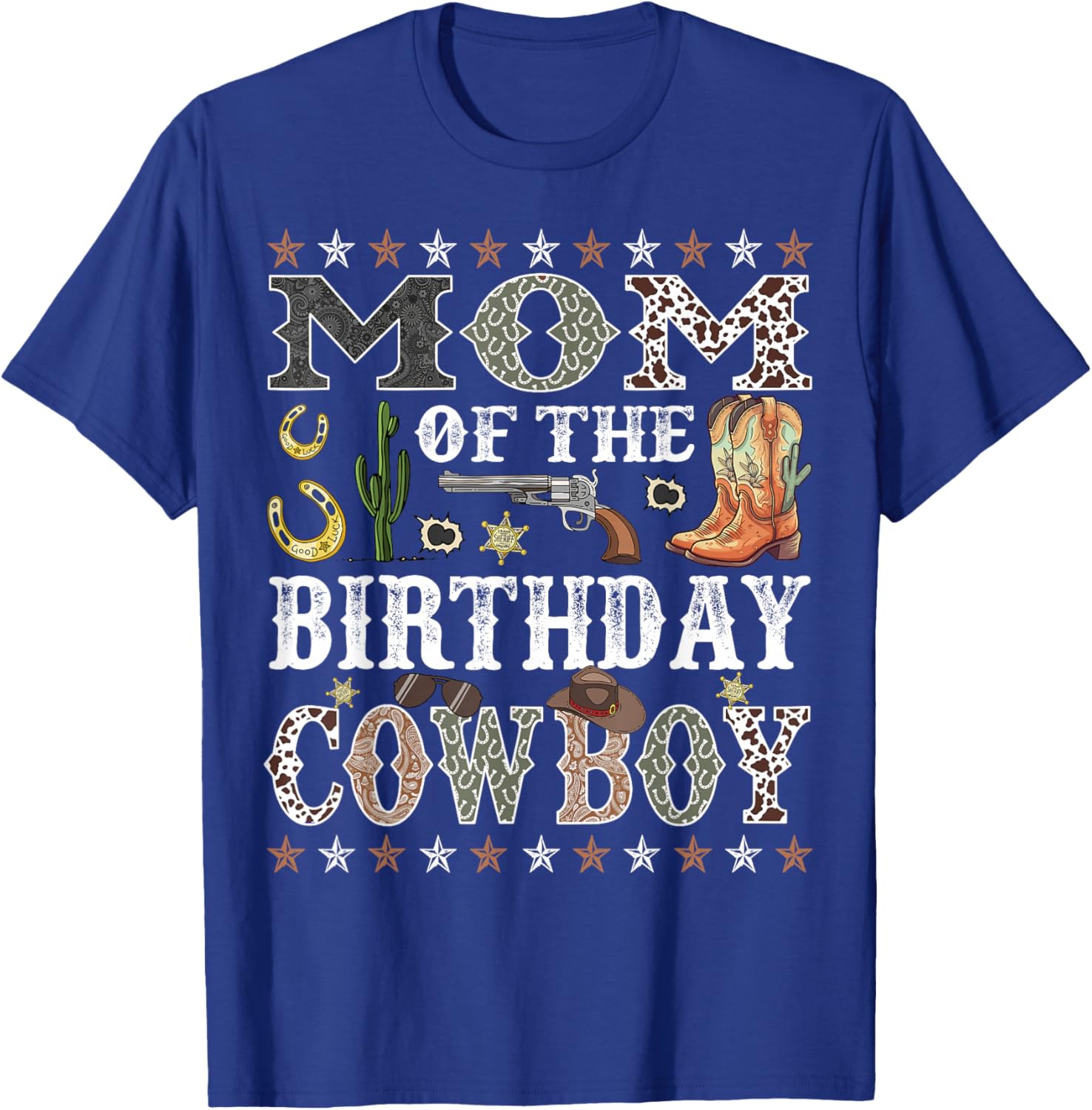 Mom Of The Birthday Cowboy Rodeo Mom T-Shirt - T-Shirt | Royal