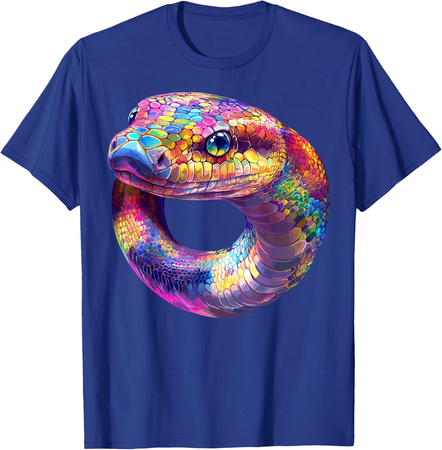 Colorful Anaconda Snake Face Animal Lover Men Women Black T-Shirt - T-Shirt | Royal