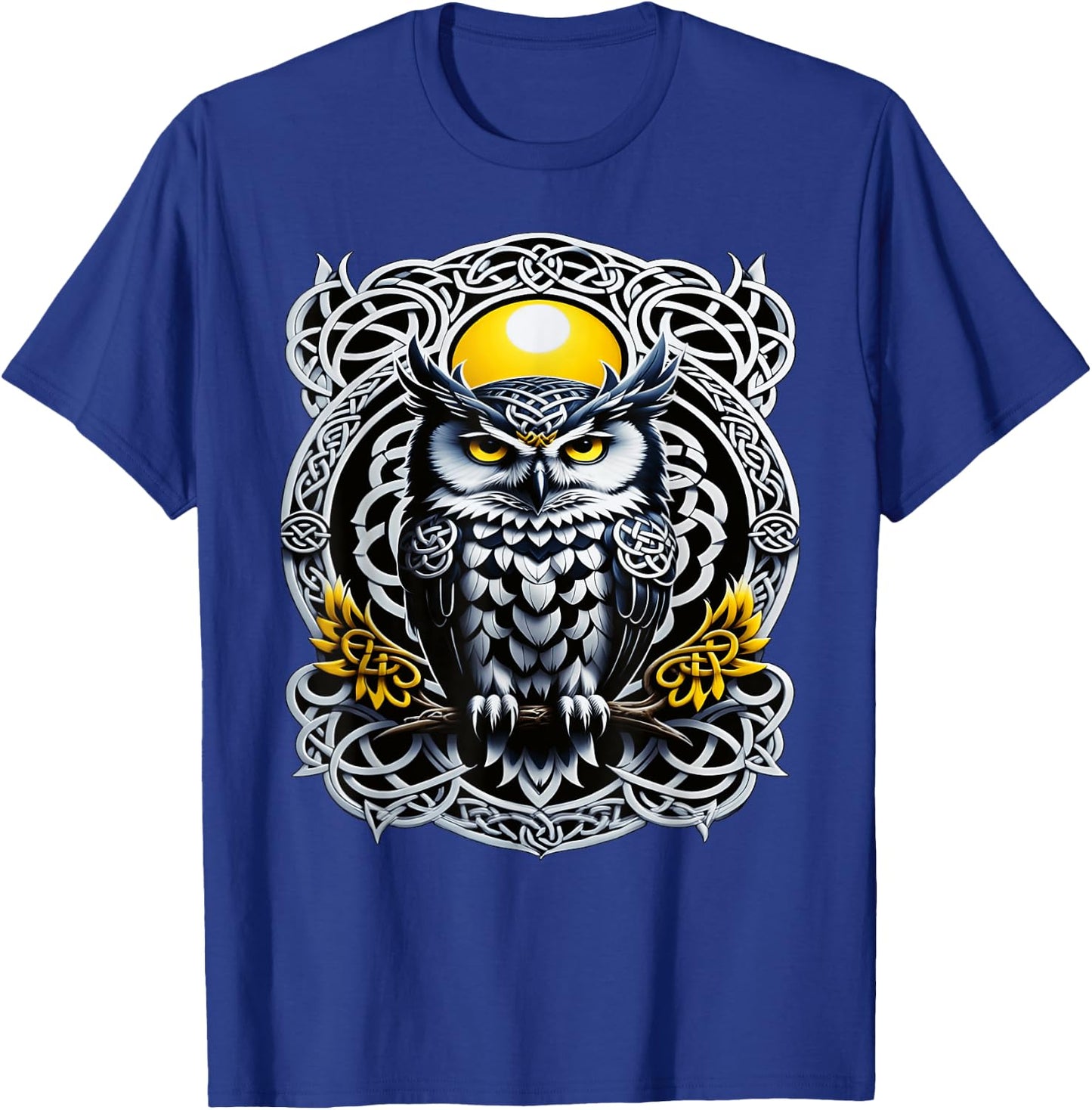 Celtic Owl Mystical Tattoo Design, Symbolic Knotwork T-Shirt - T-Shirt | Royal