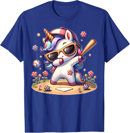 Cute Unicorn Softball Baseball T-ball Shirt for Girl Toddler T-Shirt - T-Shirt | Royal