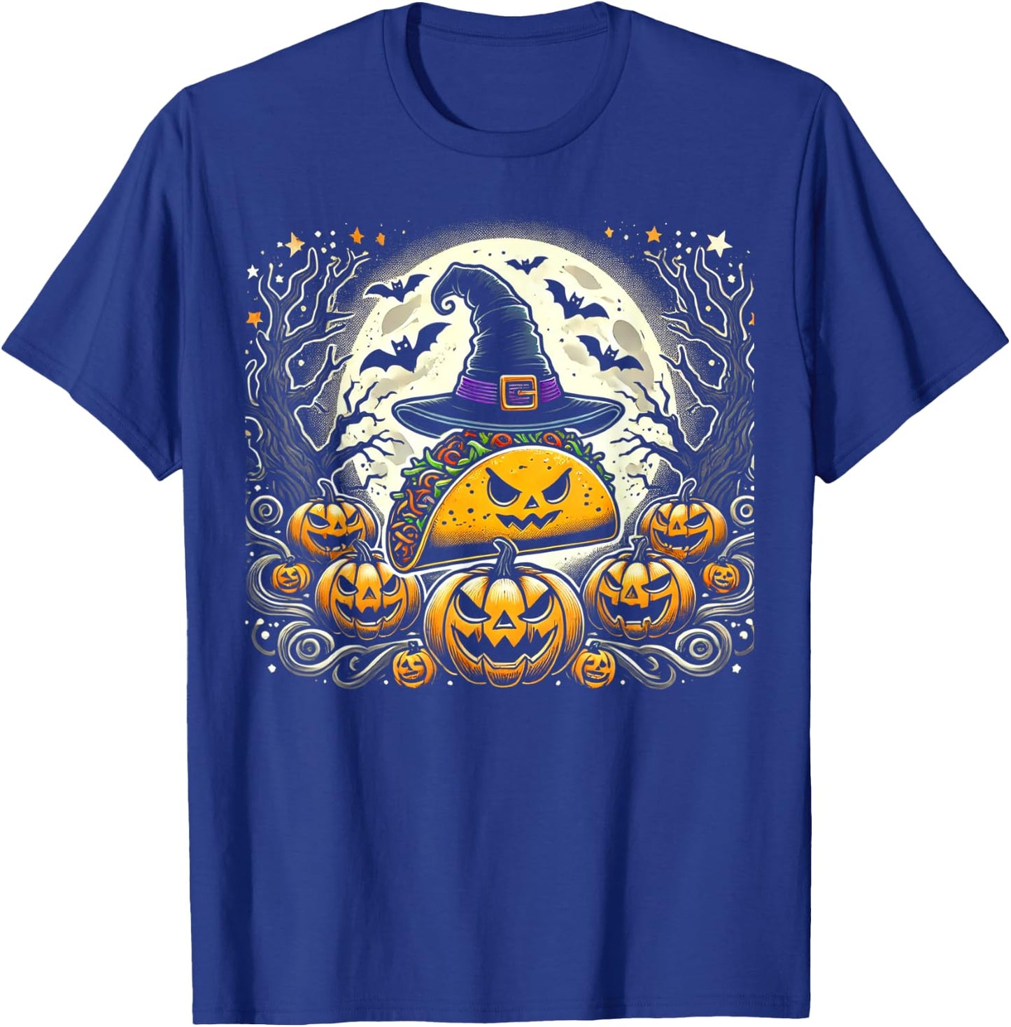 Taco Witch Halloween - Spooky Pumpkin Art T-Shirt - T-Shirt | Royal