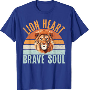 Lion Heart Brave Soul Lion T-Shirt - T-Shirt | Royal