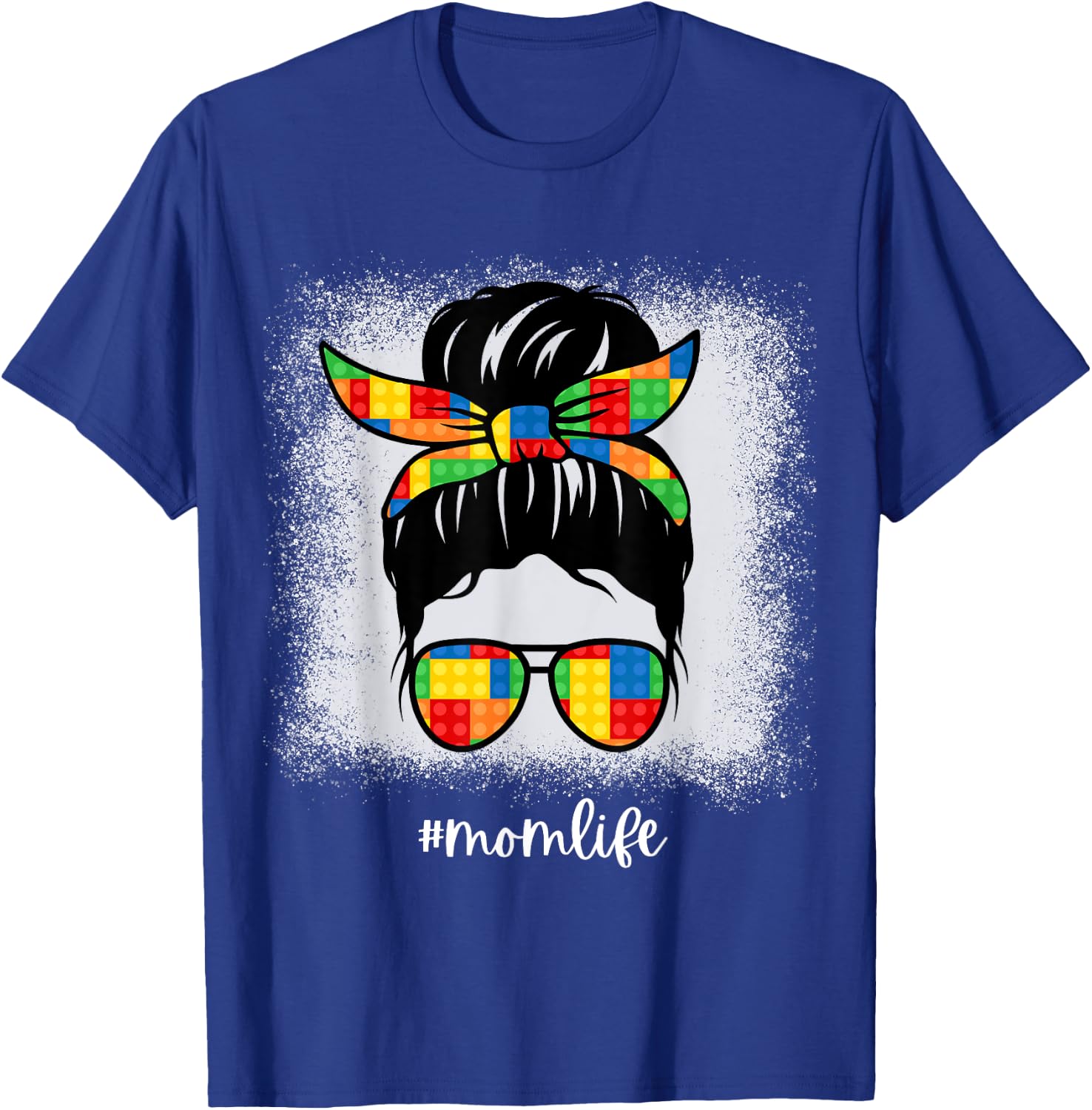 Building Bricks Mom Messy Bun Mom Life Block Builder T-Shirt - T-Shirt | Royal