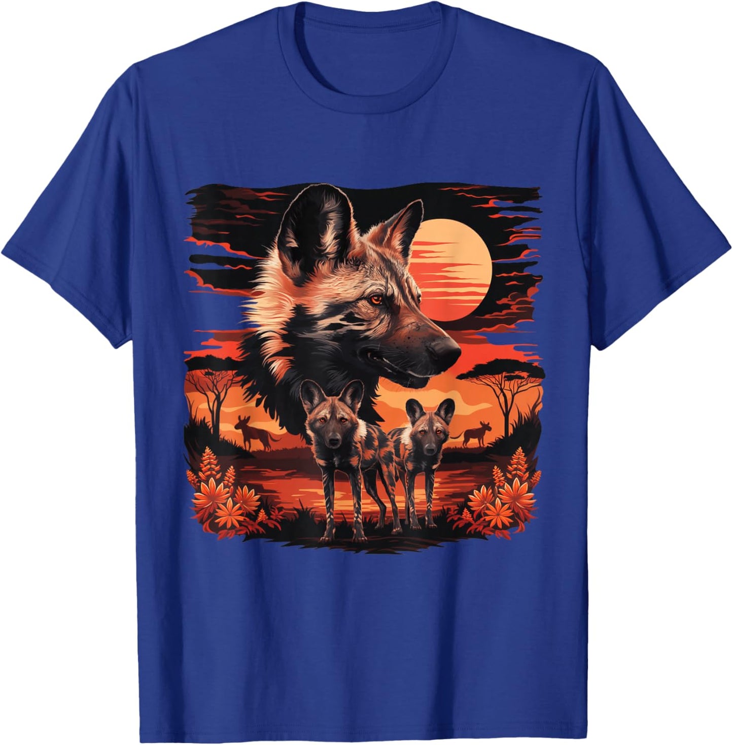 African Painted Wild Dogs African Savanna Wild Dogs Lovers T-Shirt - T-Shirt | Royal