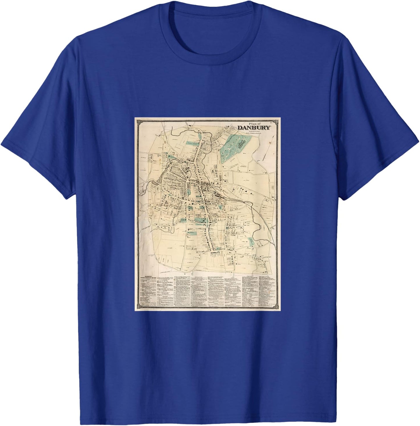 Vintage Danbury CT Map (1867) T-Shirt - T-Shirt | Royal