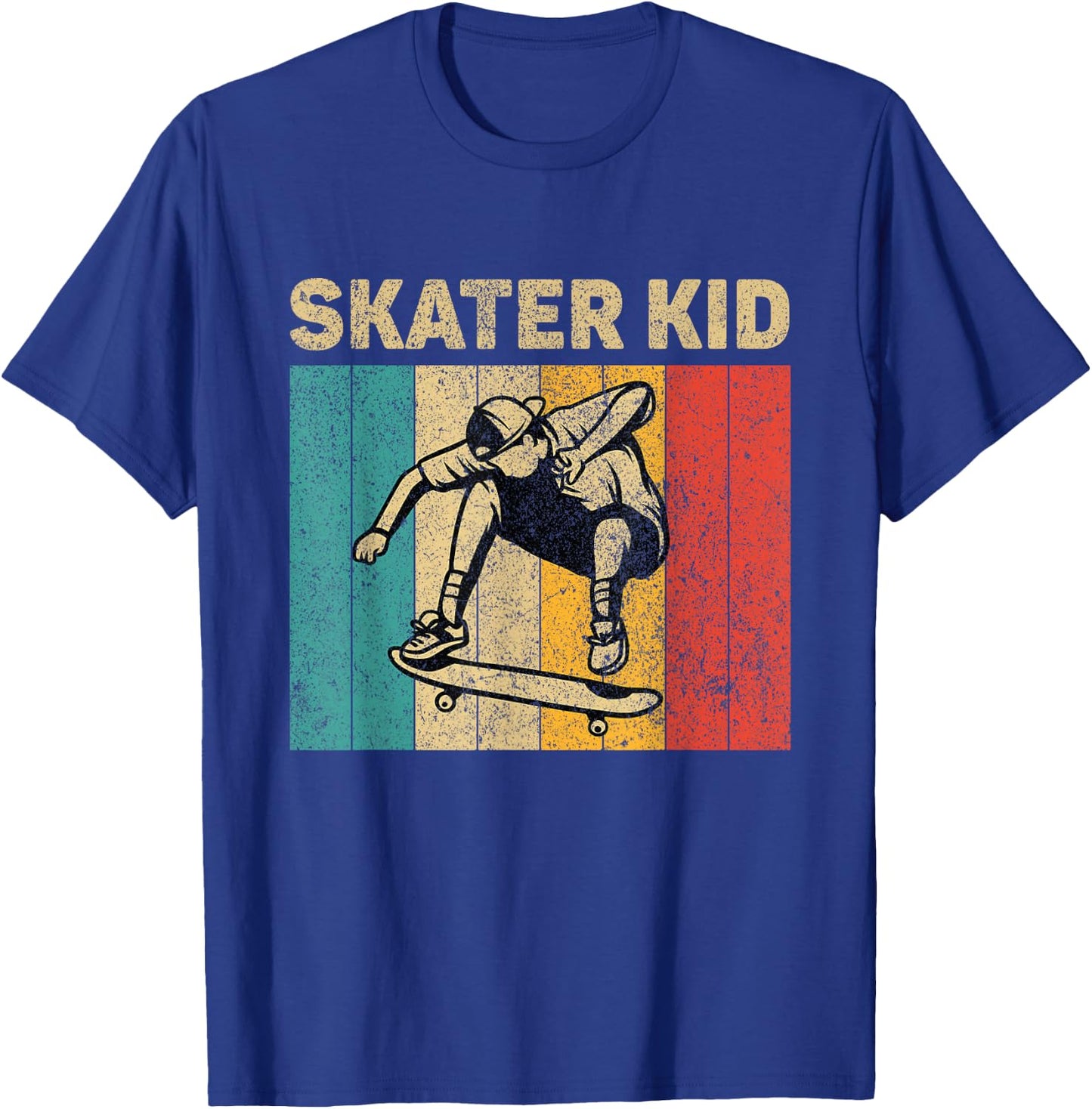 Skater Kid Funny Vintage Skateboarding Girls Boys T-Shirt - T-Shirt | Royal