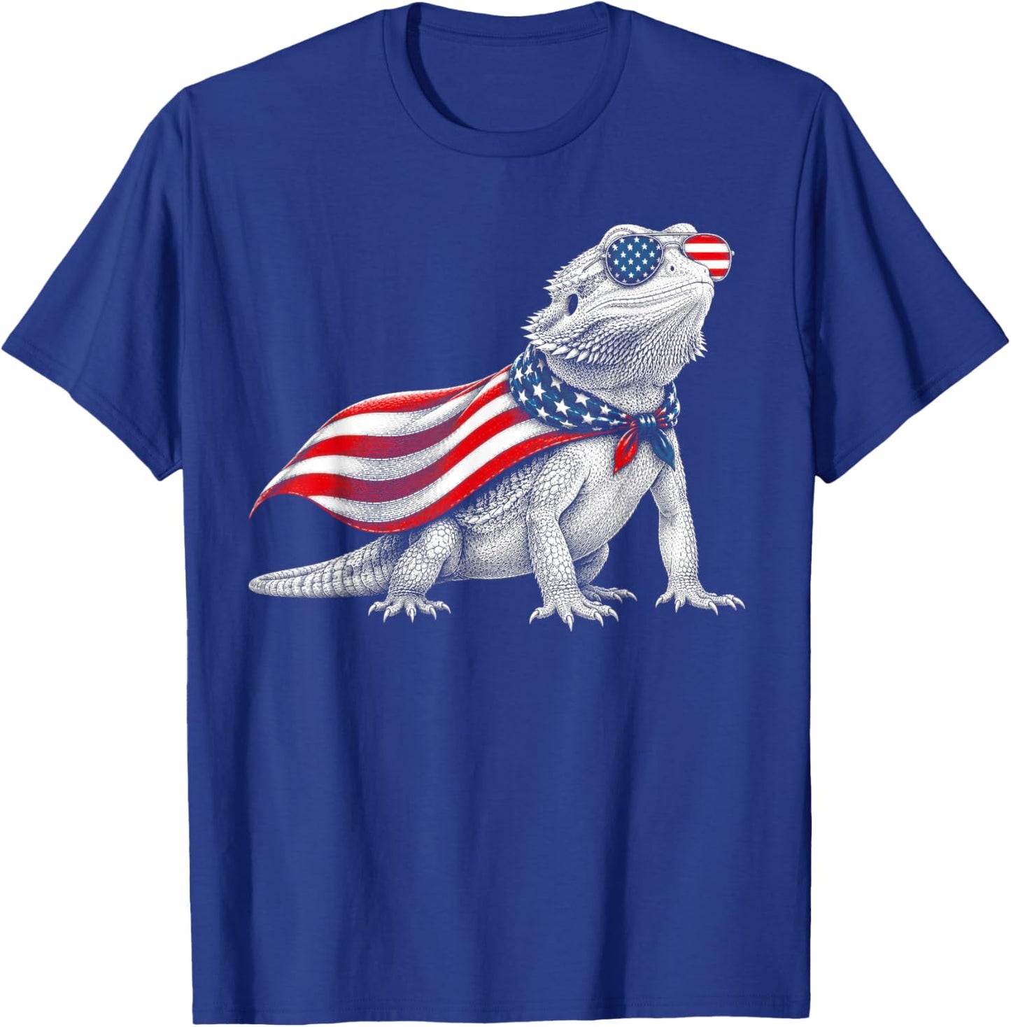 Bearded Dragon 4th of July US American Flag Patriotic T-Shirt - T-Shirt | Royal