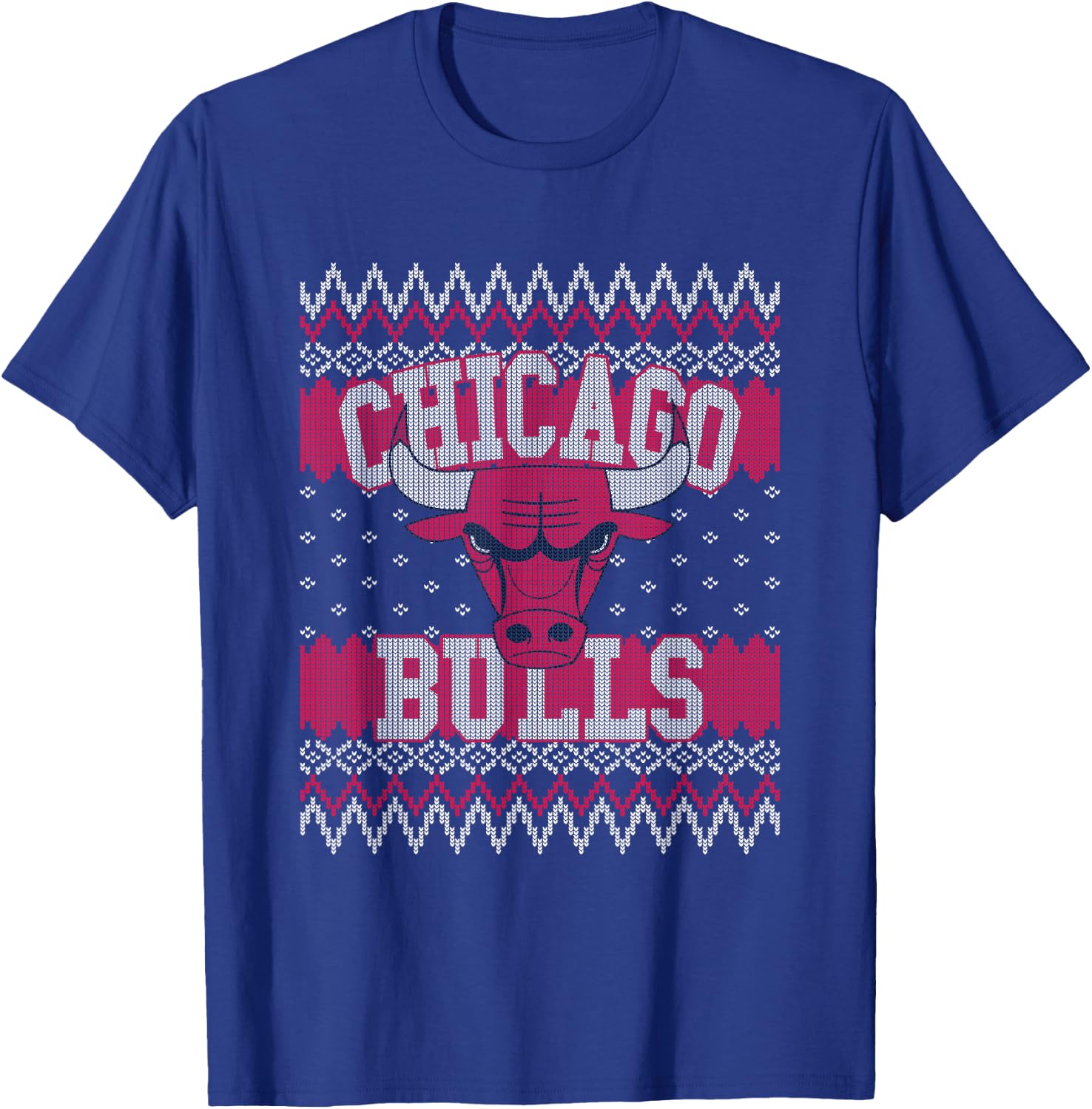 NBA Chicago Bulls Ugly Christmas Sweater Style T-Shirt - T-Shirt | Royal