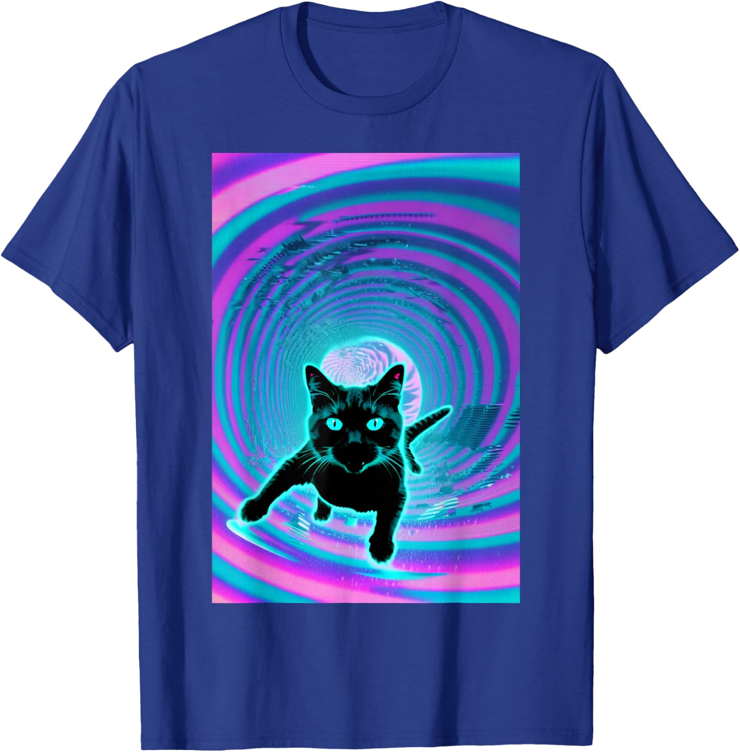 Trippy Glitch Weirdcore Cat Vortex Surfing Vaporwave Women T-Shirt - T-Shirt | Royal