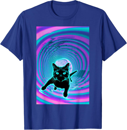 Trippy Glitch Weirdcore Cat Vortex Surfing Vaporwave Women T-Shirt - T-Shirt | Royal