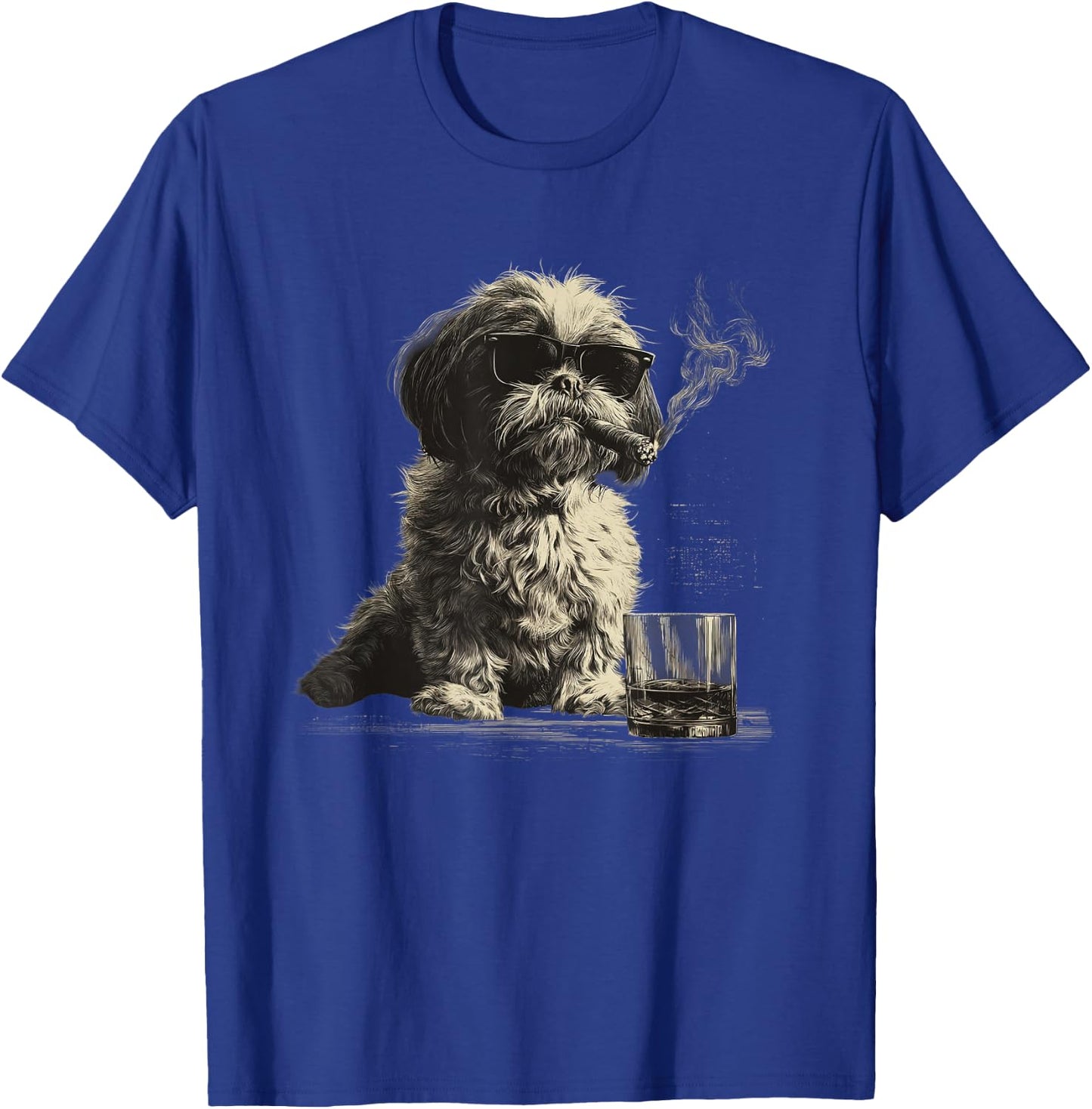 Shih Tzu Dad Dog Sunglasses Father's Day Family T-Shirt - T-Shirt | Royal