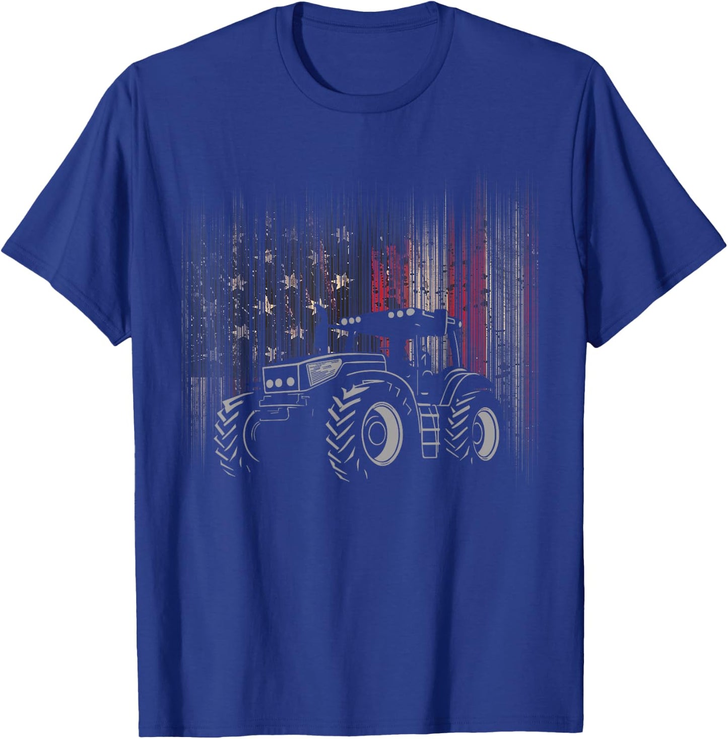 American Flag Tractor Patriotic Farmer T-Shirt - T-Shirt | Royal