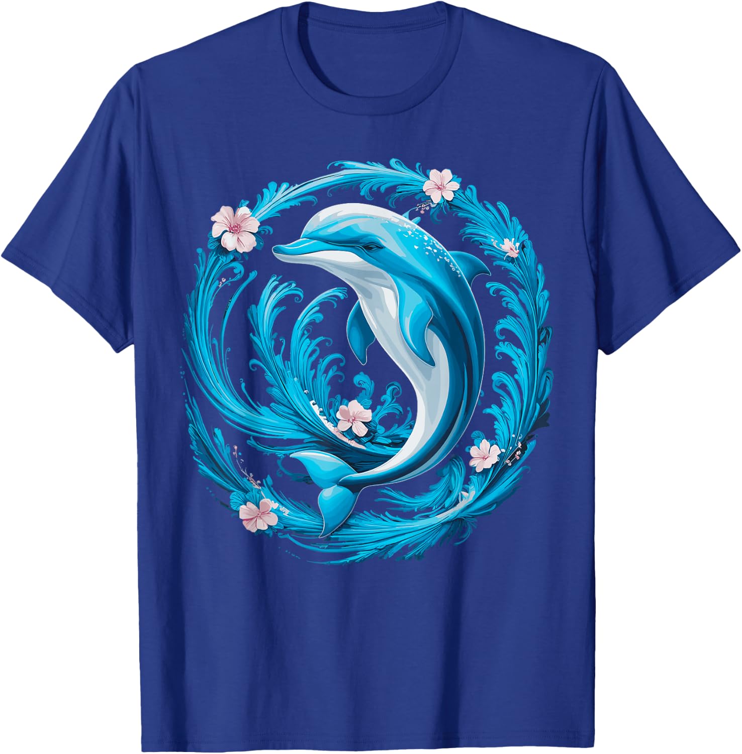 Cute Dolphin Floral T-Shirt - T-Shirt | Royal