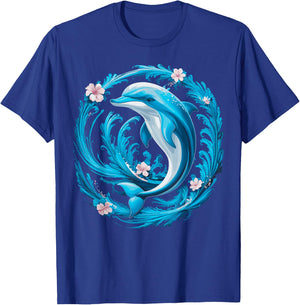 Cute Dolphin Floral T-Shirt - T-Shirt | Royal