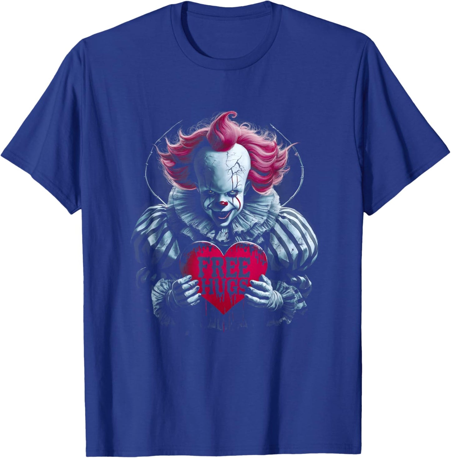 Free a Hugs Scary Clown Valentine Halloween Horror Character T-Shirt - T-Shirt | Royal