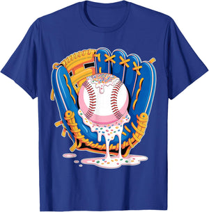 Baseball Drip Ice Cream Sprinkles Baseball Glove T-Shirt - T-Shirt | Royal