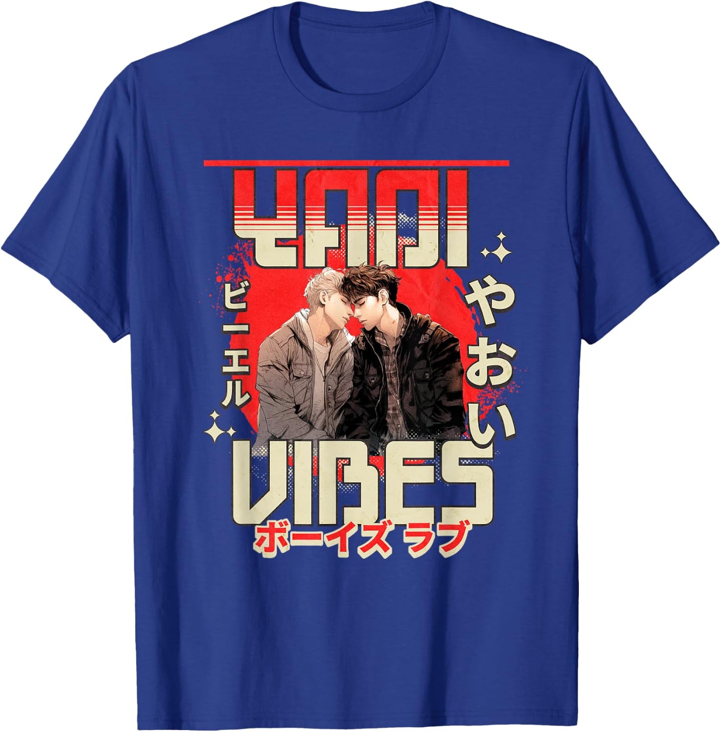 Yaoi Embrace - Japanese Boys Love Graphic T-Shirt - T-Shirt | Royal