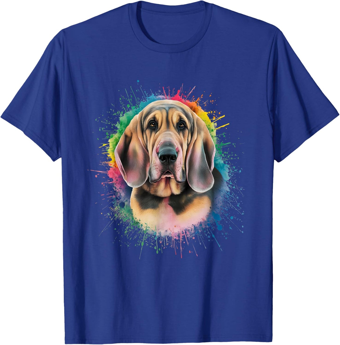 Men Woman Colorful Watercolor Bloodhound T-Shirt - T-Shirt | Royal