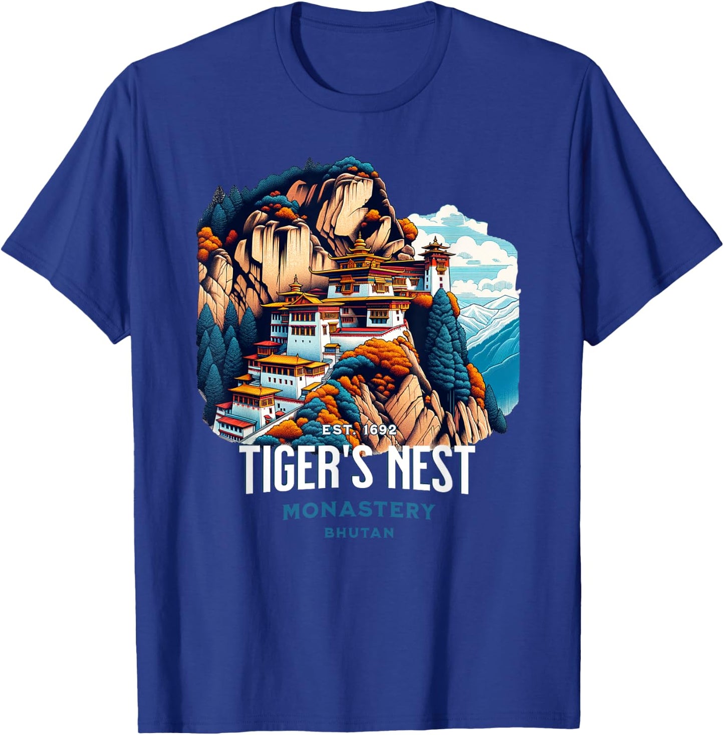 Tiger's Nest Monastery Bhutan Paro Himalayan Culture Hiking T-Shirt - T-Shirt | Royal