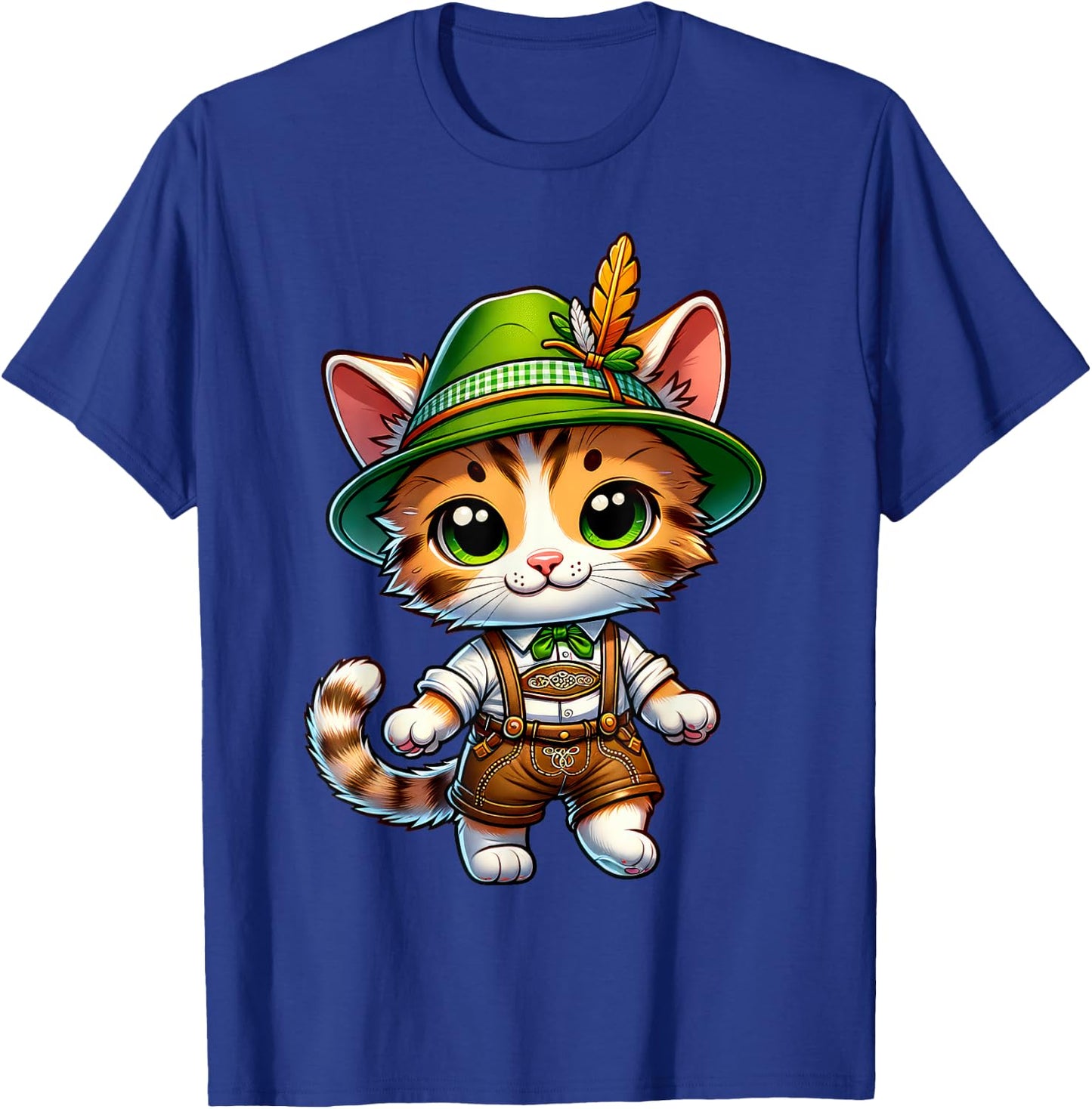 Oktoberfest Cat Funny German Bavarian Lederhosen Cat Lover T-Shirt - T-Shirt | Royal