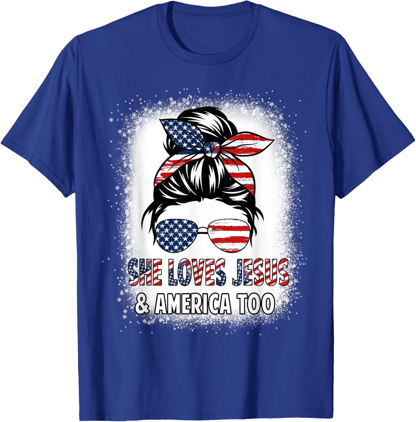 American Flag She Loves Jesus & America Too Christian Girl T-Shirt - T-Shirt | Royal