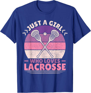 Just A Girl Who Loves Lacrosse Player Lax Lovers Lacrosse T-Shirt - T-Shirt | Royal