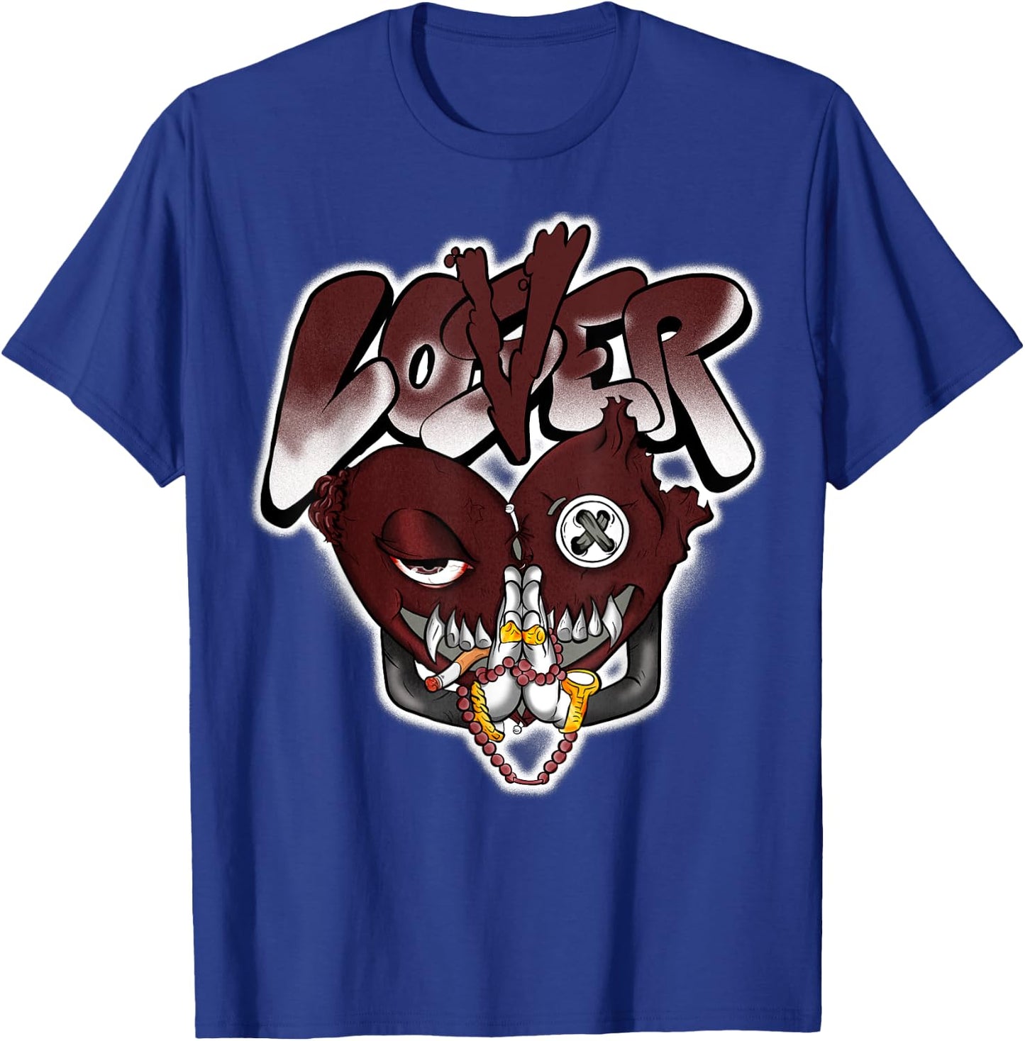 Loser Love Heart Pain Matching Graphic Red Burgundy T-Shirt - T-Shirt | Royal
