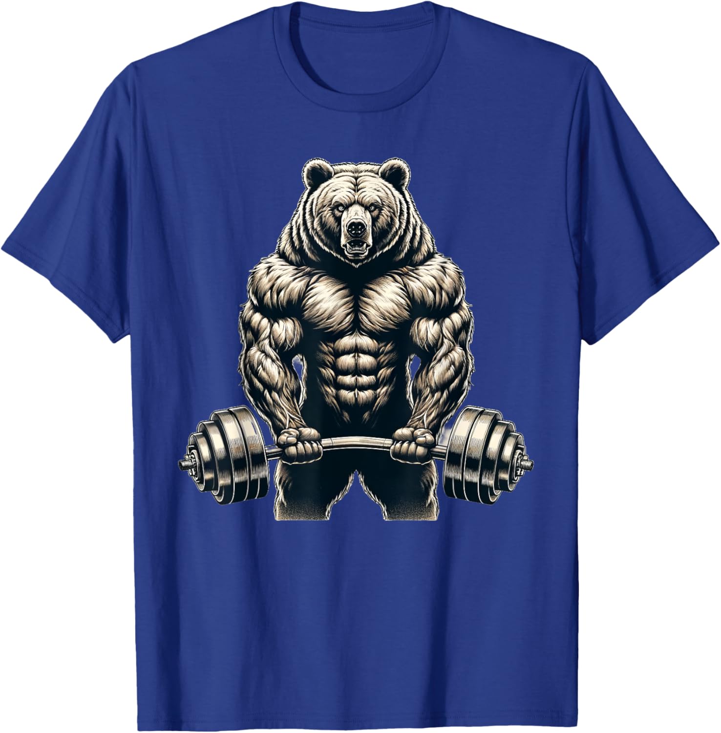 Bear Powerlifting Weightlifting Gym Workout T-Shirt - T-Shirt | Royal