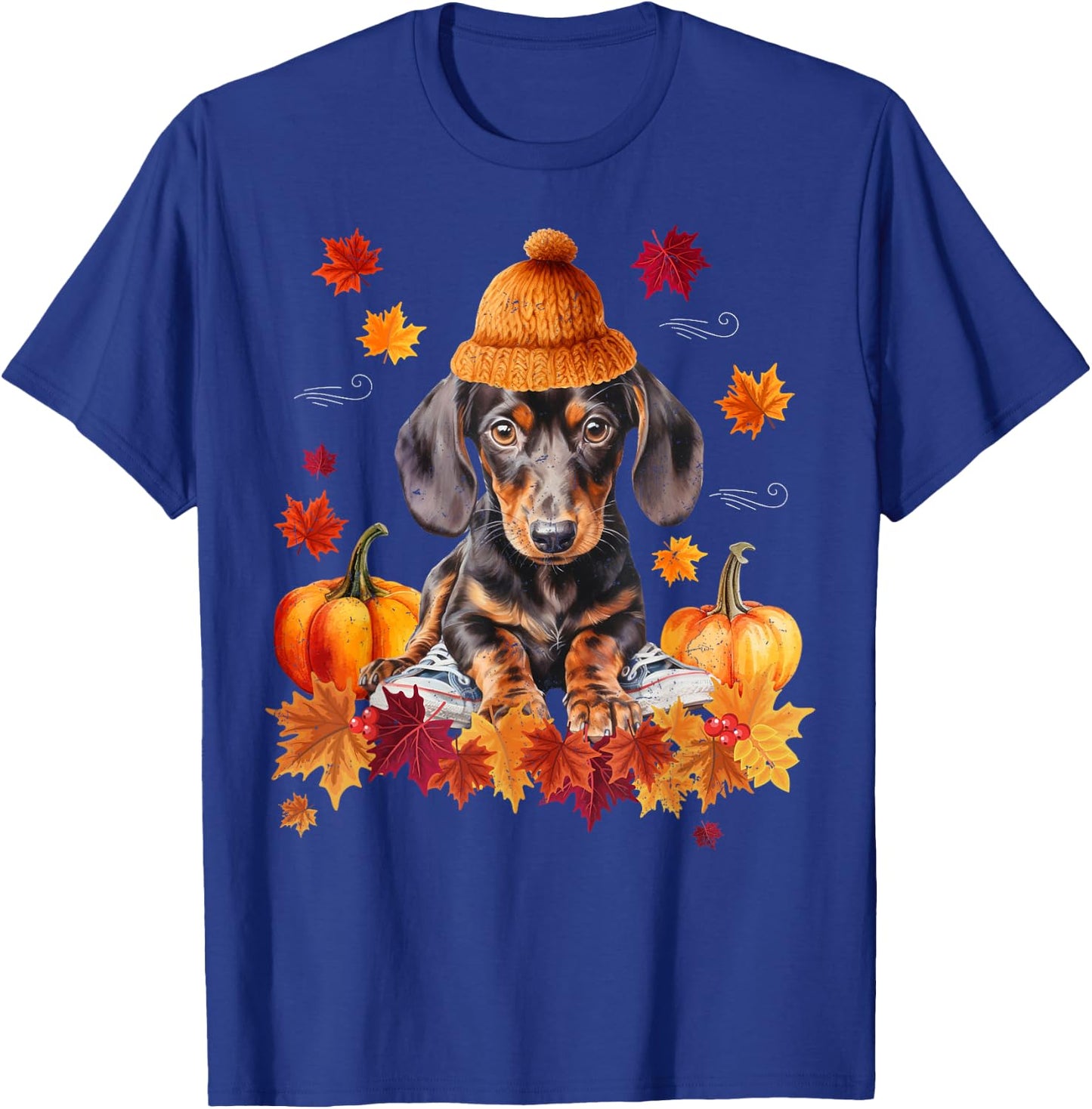 Dachshund Hello Autumn Leaf Fall For Dog Lover Men Women Girls Kids T-Shirt - T-Shirt | Royal