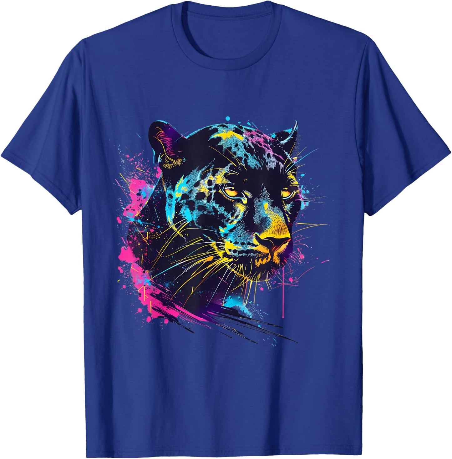 Panther Portrait Panther Lover Colourful Artwork Wildlife T-Shirt - T-Shirt | Royal