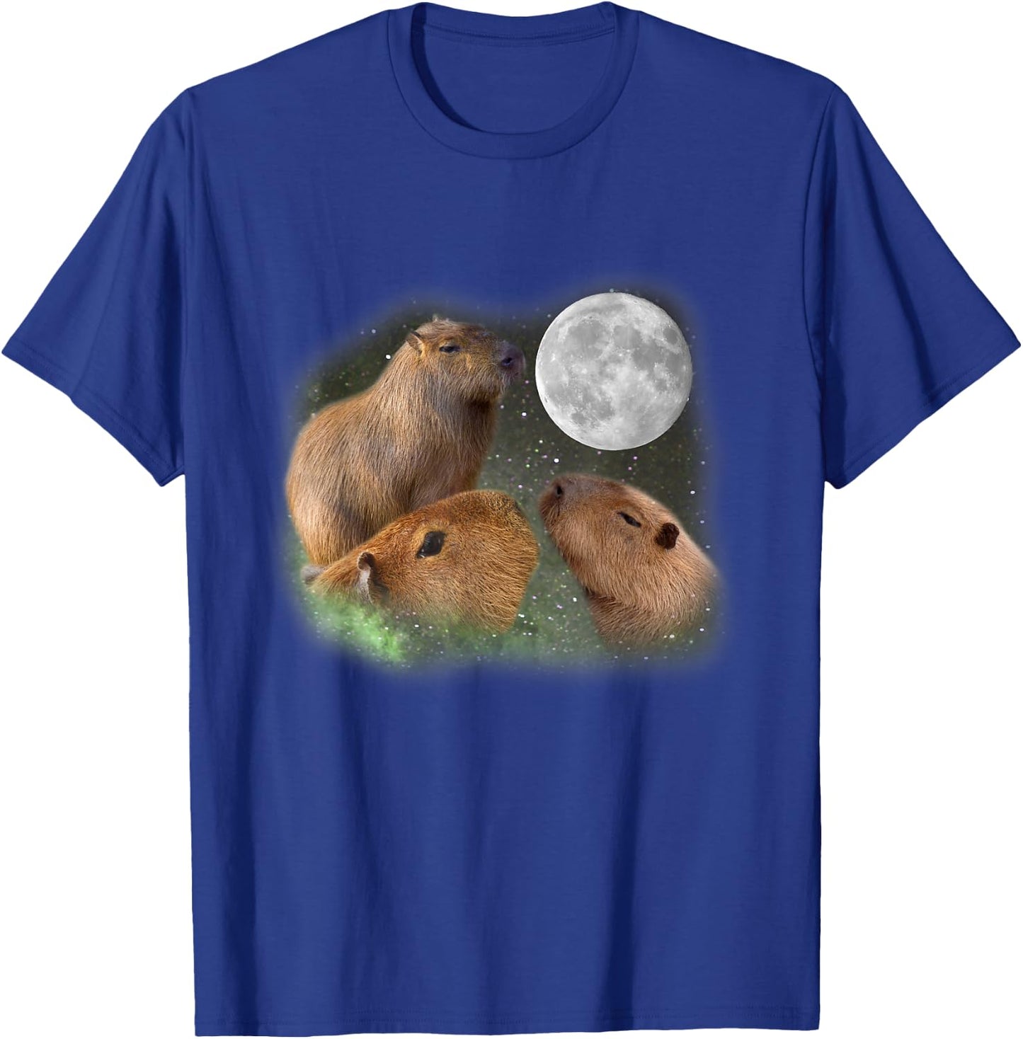 Three Moon Capybaras . Funny Cute Animal Parody T-Shirt - T-Shirt | Royal
