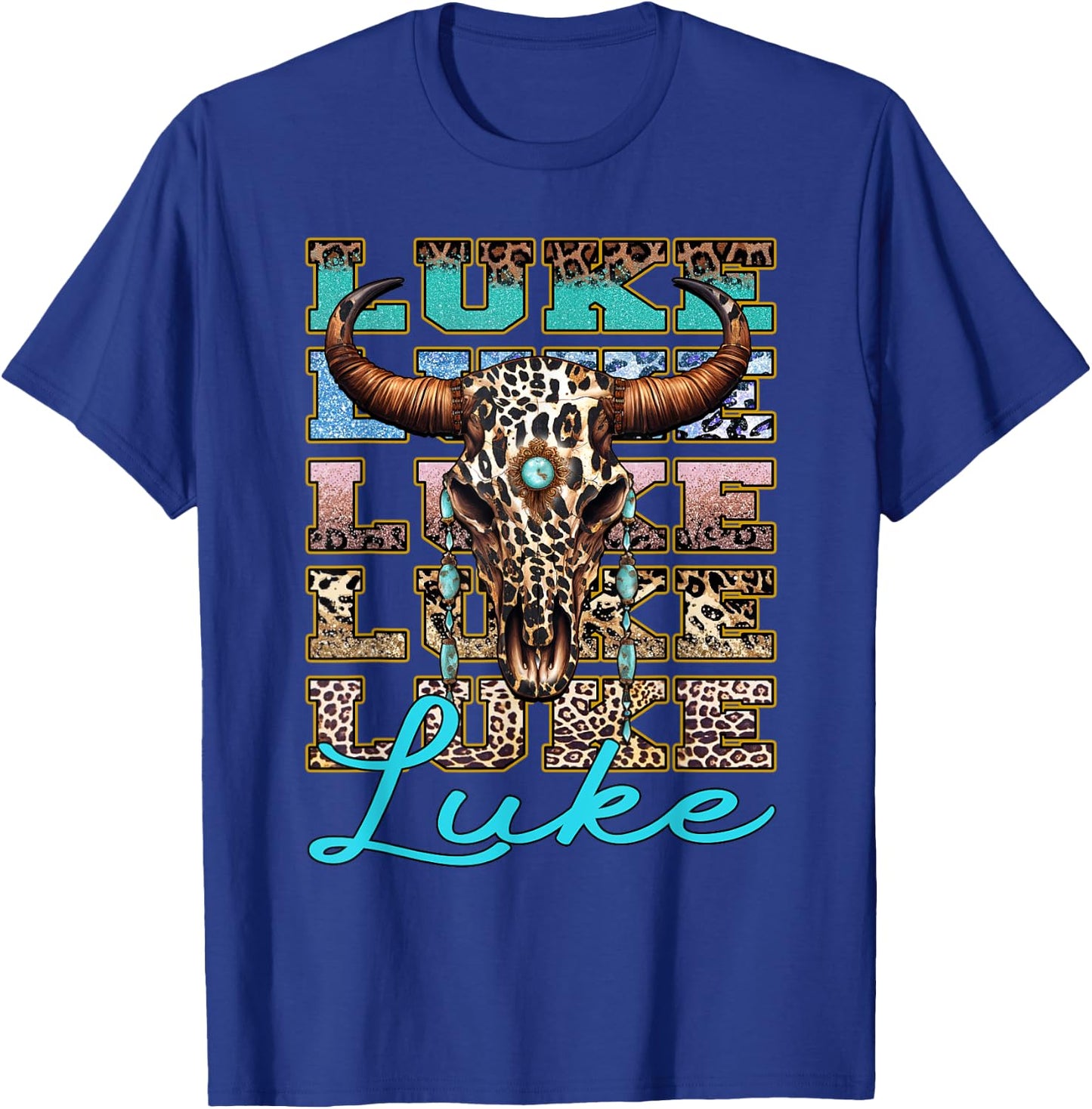 Luke Longhorn Southern Western 90s Style T-Shirt - T-Shirt | Royal