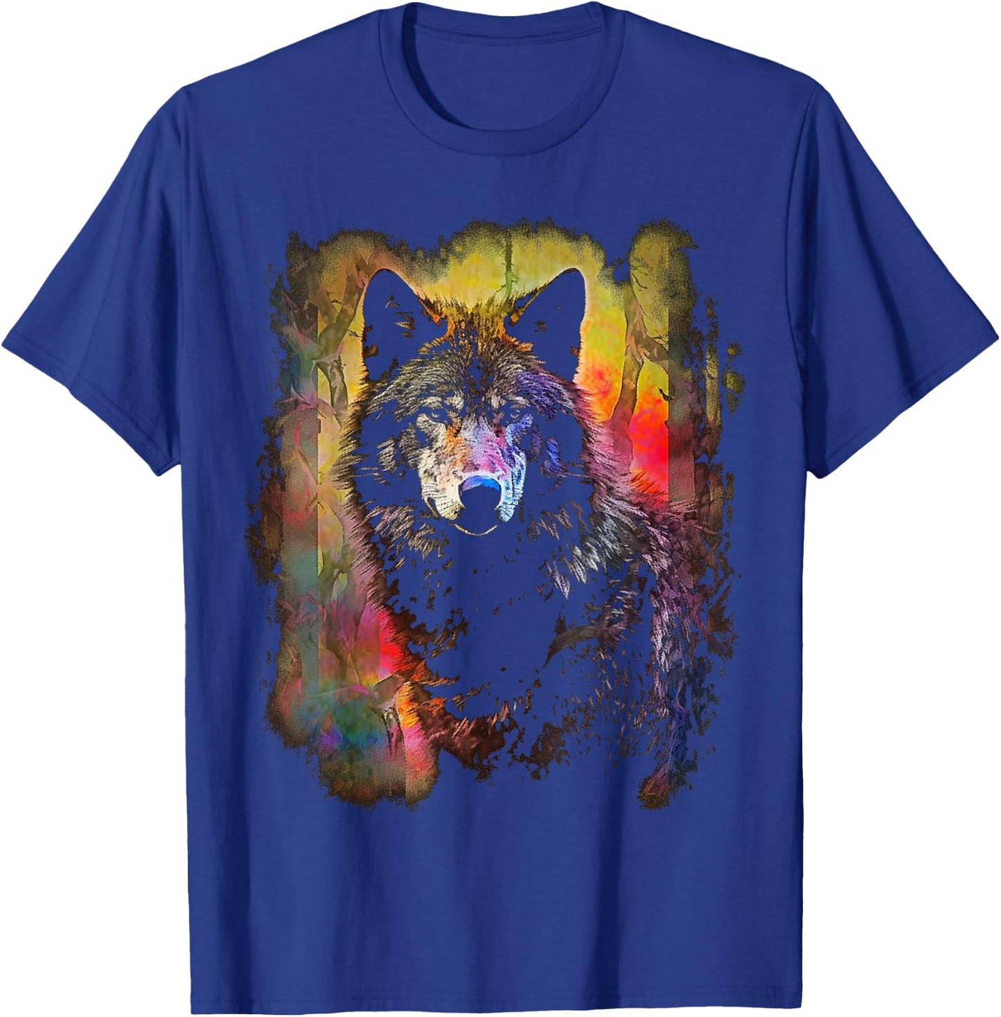 Wolf Colourful Art | Animal Lover Wolf T-Shirt - T-Shirt | Royal