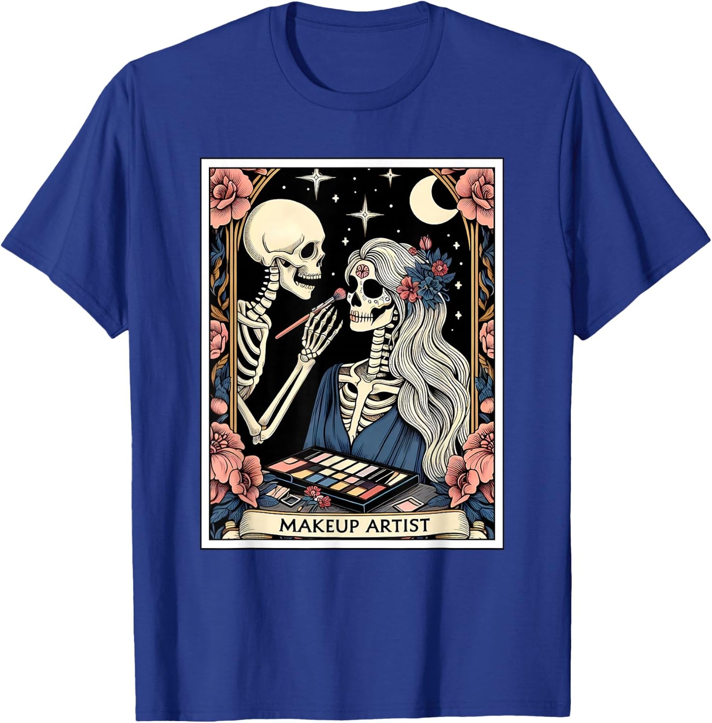 Makeup Artist Tarot Card Gothic Skeleton Moon Women T-Shirt - T-Shirt | Royal