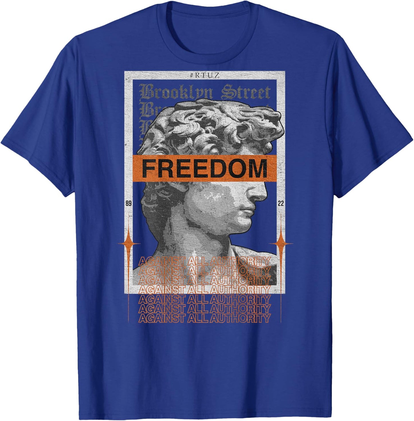 Hip Hop Vintage Hipster Edgy Urban Y2K Back Print Streetwear T-Shirt - T-Shirt | Royal