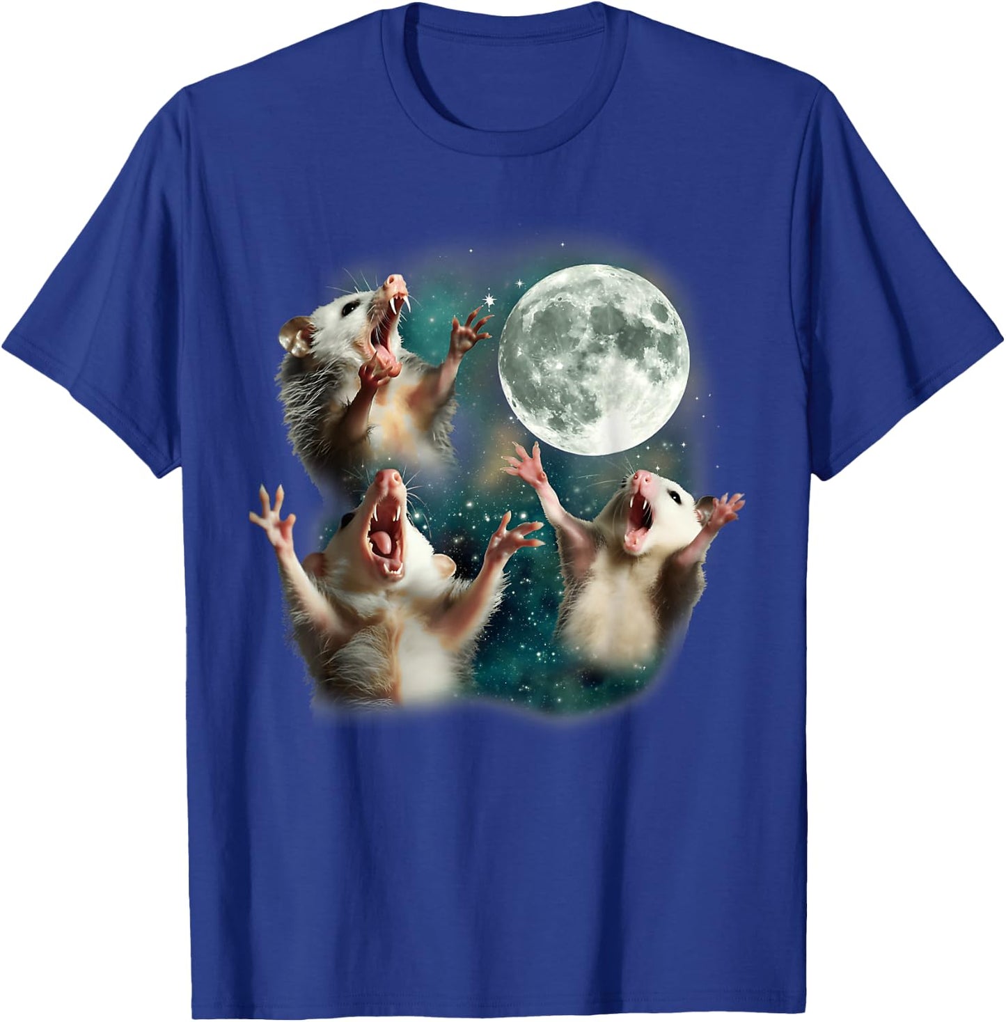 Three Possum Moon 3 Opossum Funny Weird Cursed Dank Meme T-Shirt - T-Shirt | Royal